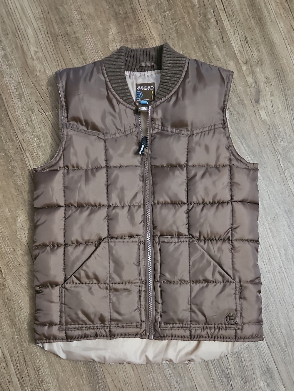 Roper Youth Medium 8-10 Brown Quilted Puffer Vest Western Ranch Outerwear